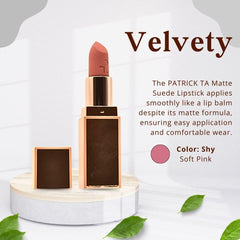 Patrick Ta Major Headlines Matte Suede Lipstick Shy packaging looks sleek and premium.