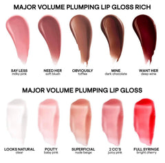 Lips wearing Full Syringe shade with glossy finish and plump look.