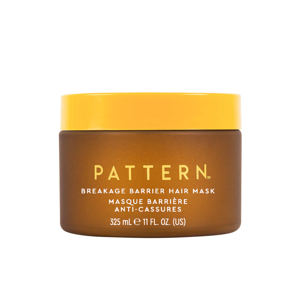 PATTERN Breakage Barrier Mask bottle shows nourishing curls care benefits
