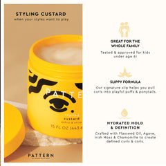 PATTERN Styling Custard bottle dispensing action highlights easy application.