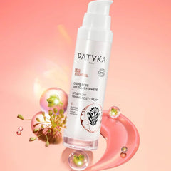 Patyka Lift & Glow Rosy Cream texture close-up highlighting smooth, firming application