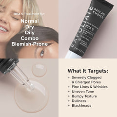 Close-up of Paula's Choice BHA 9 application on a blemish area for targeted spot treatment