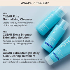 Paula's Choice CLEAR travel kit close-up showing compact, travel-friendly packaging.