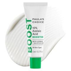 Paula's Choice Boost azelaic acid booster jar close-up; travel-size serum for on-the-go skin clarity.