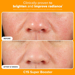 Paula's Choice C15 Super Booster serum for even skin tone and antioxidant support.