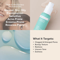 Paula's Choice CALM 1percent BHA texture on skin suggests pore unclogging without irritation.