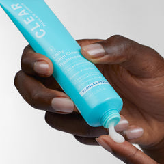 Close-up of Paula's Choice CLEAR Cream label, fragrance-free formula for acne-prone skin.