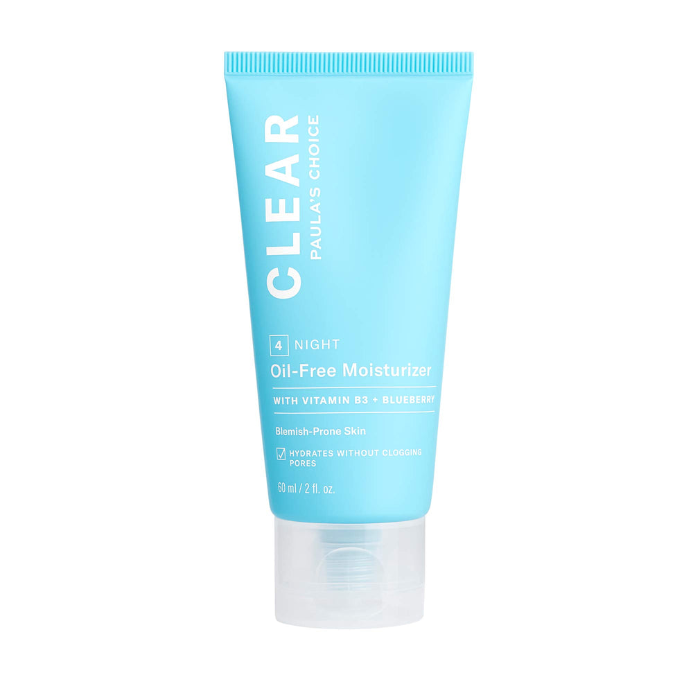Paula's Choice CLEAR Oil-Free Moisturizer bottle delivers lightweight hydration without pore clogging.