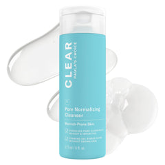 Paula's Choice CLEAR Pore Normalizing Cleanser bottle showing refreshing gel texture for acne-prone skin.