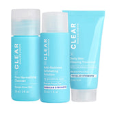 Paula's Choice CLEAR travel kit packaging is compact and fragrance-free for on-the-go skin care.