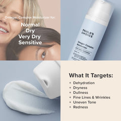 Hands applying Paula's Choice Omega+ Moisturizer for lightweight hydration