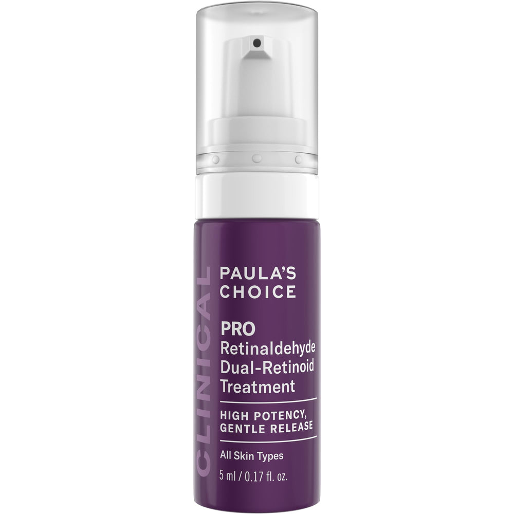 Paula's Choice Pro Retinaldehyde dual-retinoid bottle on a clean surface for daily radiance.