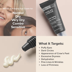 Paula's Choice RESIST eye cream application image under the eye for smooth layering.
