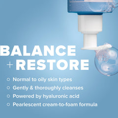 Paula's Choice RESIST foaming cleanser close-up reveals creamy foam for gentle oil removal.