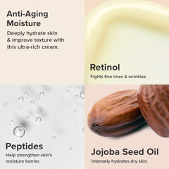 Texture close-up highlighting rich, hydrating formula for dry skin