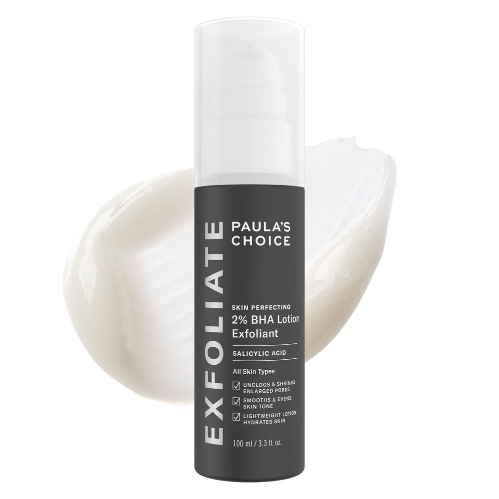Paula's Choice 2% BHA exfoliant lotion bottle for smoother pores