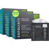 Paula's Choice Skin Perfecting pads box, travel-friendly exfoliant for clearer pores and smoother skin.