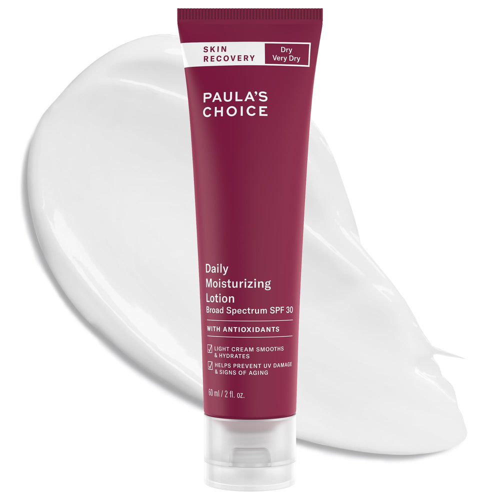 Paula's Choice Skin Recovery SPF 30 bottle on vanity for daily protection.
