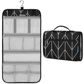PAVILIA front view hanging toiletry bag for easy access on trips.