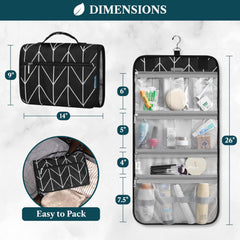PAVILIA opened bag shows four compartments for organized packing.