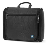 PAVILIA large hanging toiletry bag folded, ready for packing and travel organization.