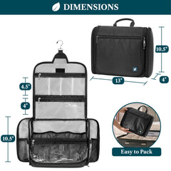 PAVILIA large hanging toiletry bag unfolded shows full capacity for toiletries.