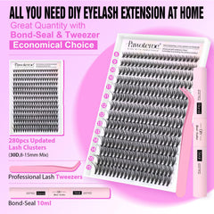 Pawotence cluster lashes 30D 8-15mm provide natural fullness and customization options.