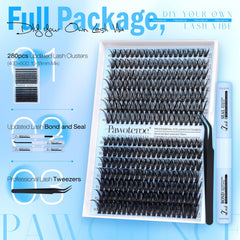 Pawotence lash bond and seal for secure, long lasting cluster wear.