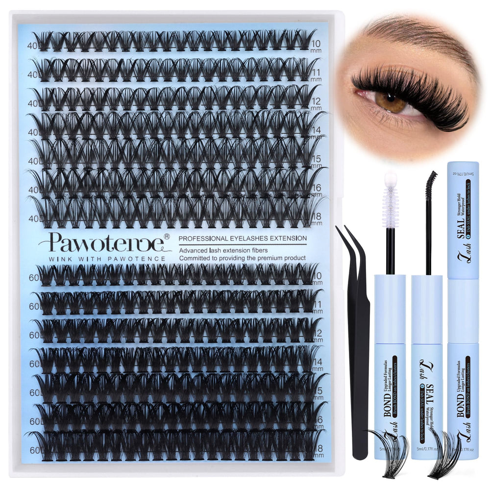 Pawotence lash clusters kit 40D-60D for versatile lengths and fuller daytime looks.