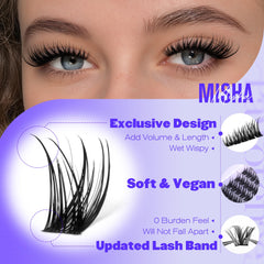 Pawotence Misha Lashes Clusters roll-down band for easy placement