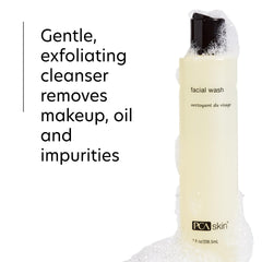 PCA SKIN Gentle Foaming Face Wash used on skin during cleansing to remove makeup while hydrating.