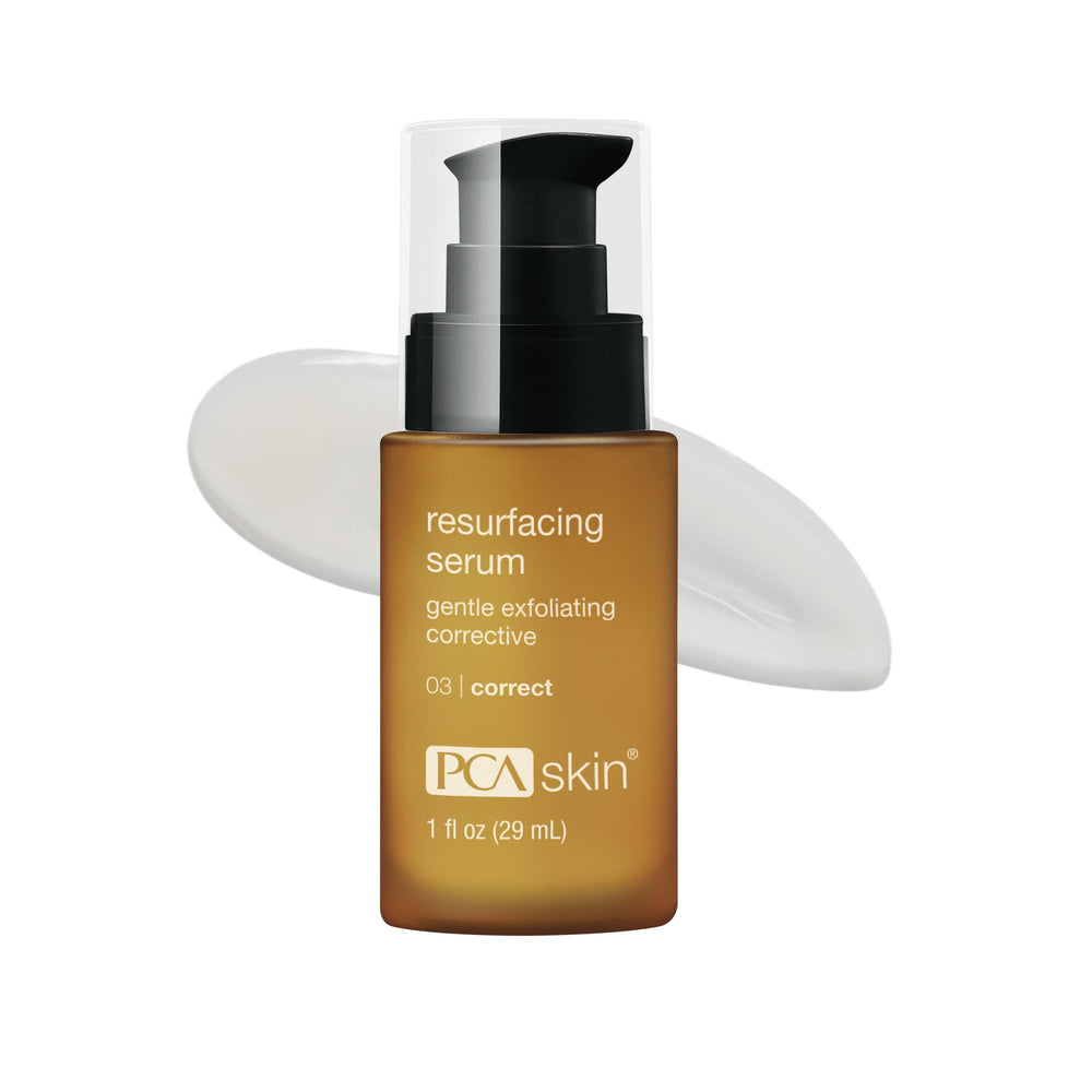 PCA SKIN Resurfacing Serum bottle front with sleek packaging and gentle exfoliation.