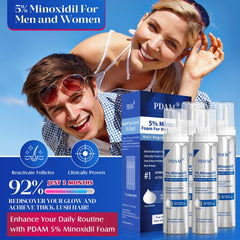 Pdam Minoxidil foam applied to beard area for coverage and thickness.