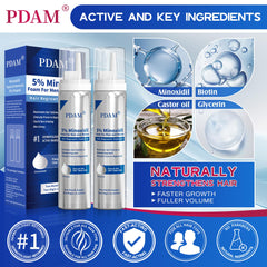 Pdam minoxidil foam on scalp during application shows quick absorption.