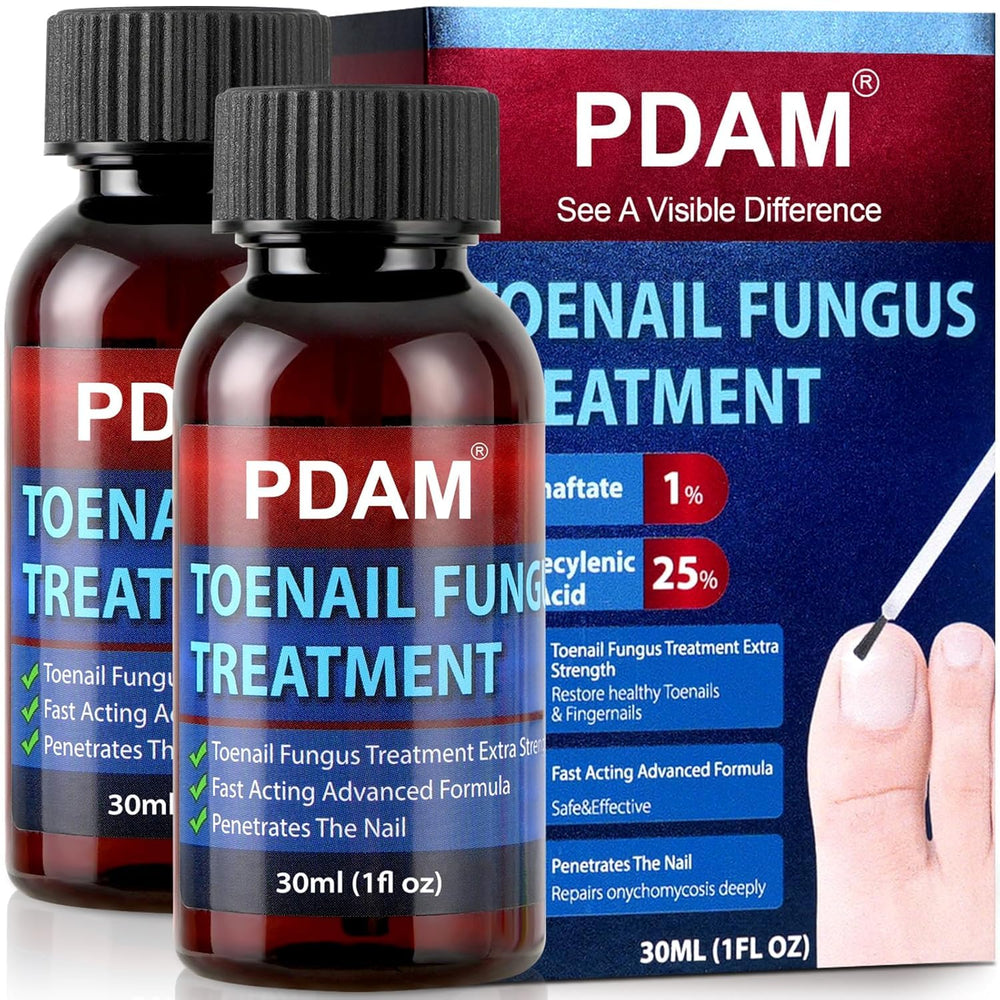 PDAM toe nail fungus treatment bottle for at-home use.