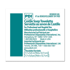 PDI Castile Soap Towelettes for hands and face offer a gentle cleansing experience.