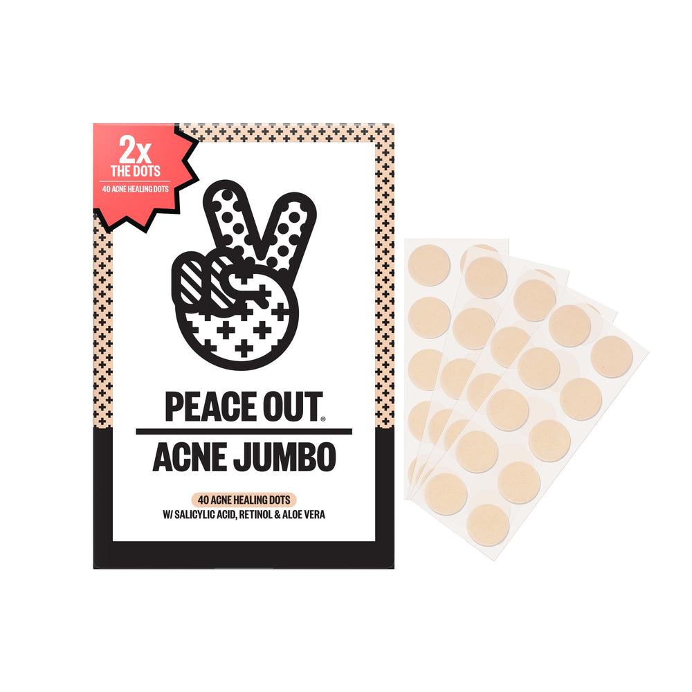 Peace Out Acne Healing Dots pack shot showing compact, travel-friendly packaging.