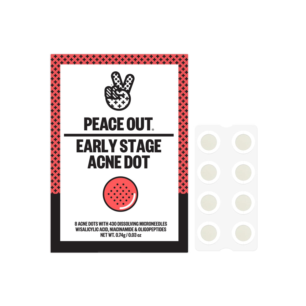 PEACE OUT Early Stage Acne Dots packshot showing on-the-go care