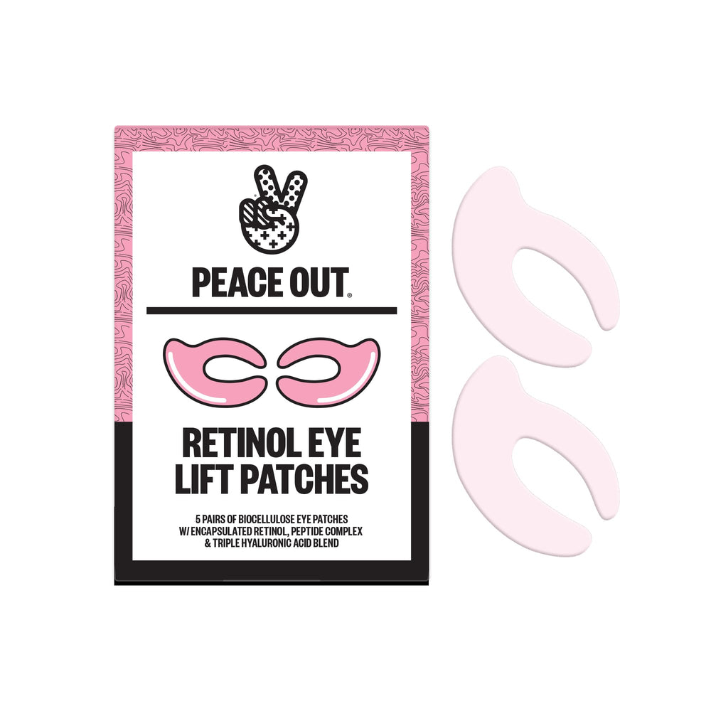 PEACE OUT Retinol Eye Lift Patches pack, eye-area treatment for smoothing.