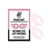 PEACE OUT Retinol Eye Lift Patches pack, eye-area treatment for smoothing.