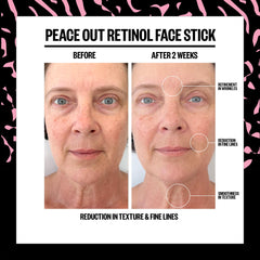 Close-up of encapsulated retinol in Peace Out Face Stick indicating potent, gentle renewal.