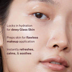 Peach & Lily Glass Skin Veil Mist applied for dewy glow