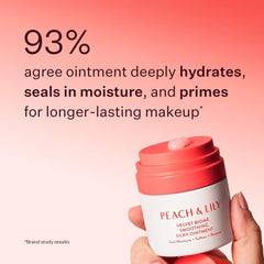 Peach Lily Velvet Biome Ointment dispensed onto finger for precise application.