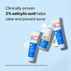 Peach Slices packaging showing 3-step acne starter kit contents.