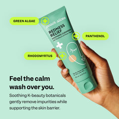 Peach Slices ingredient label highlights panthenol and algae for skin comfort