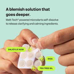Patch containing salicylic acid and niacinamide for pores and tone.