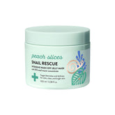 Peach Slices Snail Rescue mask close-up showing cooling hydration and radiant skin