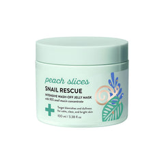 Peach Slices Snail Rescue mask close-up showing cooling hydration and radiant skin