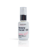 Peaches Skincare Renew Face Oil bottle showing the premium blend for radiant skin
