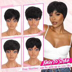 PEACOCO Pixie Cut Wig layered style reveals versatile silhouette for many looks.